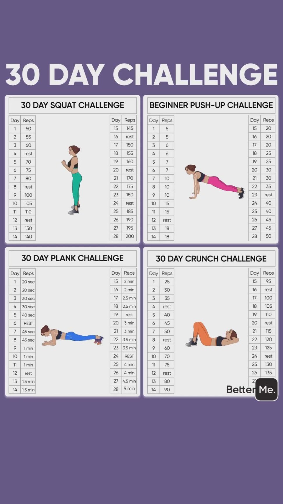 ЧЕЛЛЕНДЖ упражнений на 30 дней