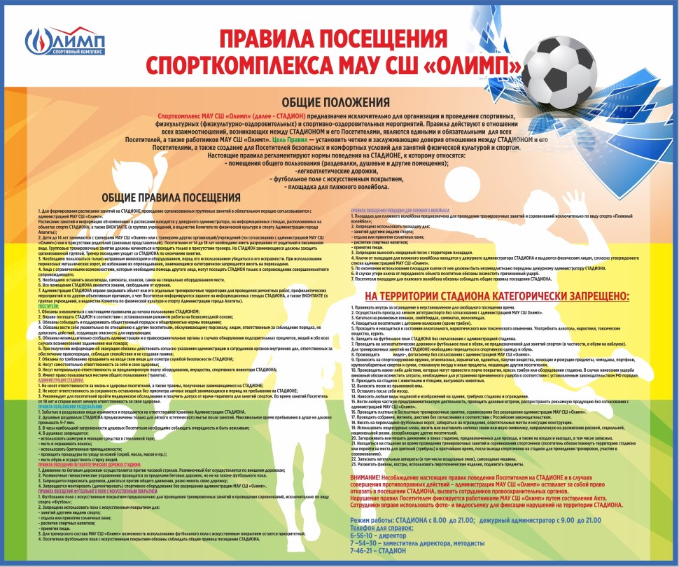 Стенд правила поведения на стадионе