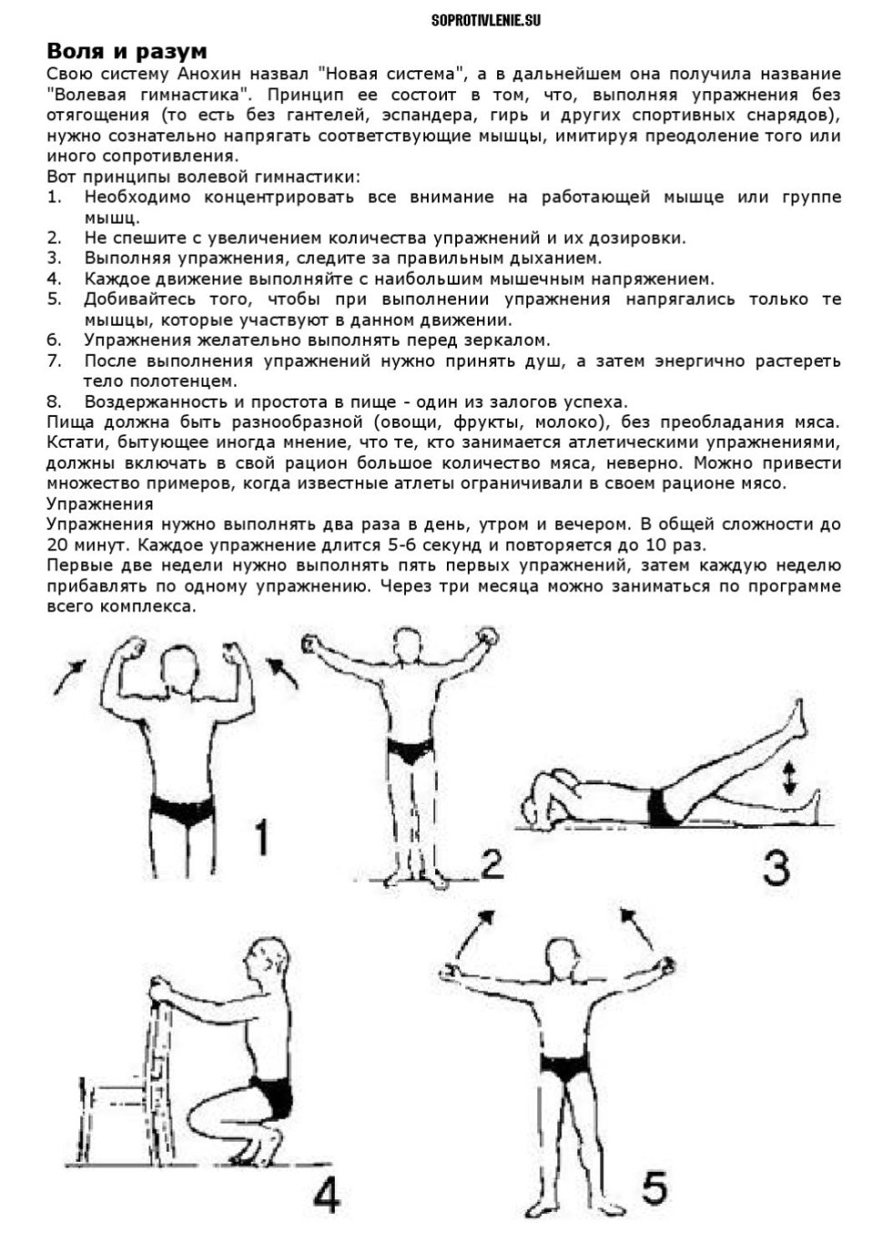 Комплекс упражнений Анохина