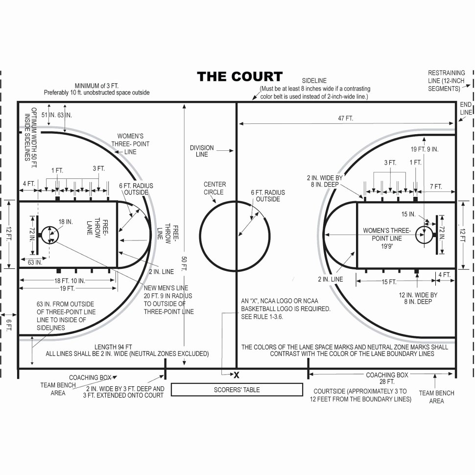 Разметка баскетбольной площадки НБА