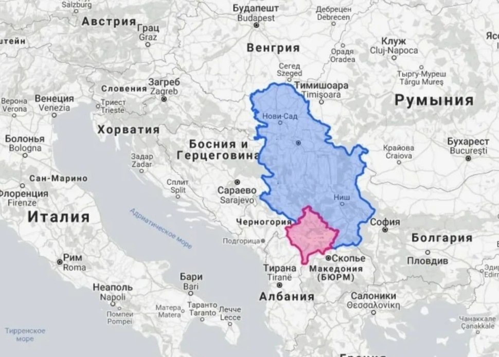 Границы Сербии на карте