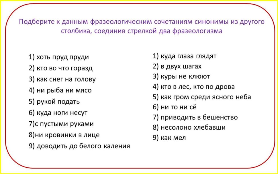 Подобрать фразеологизм к слову